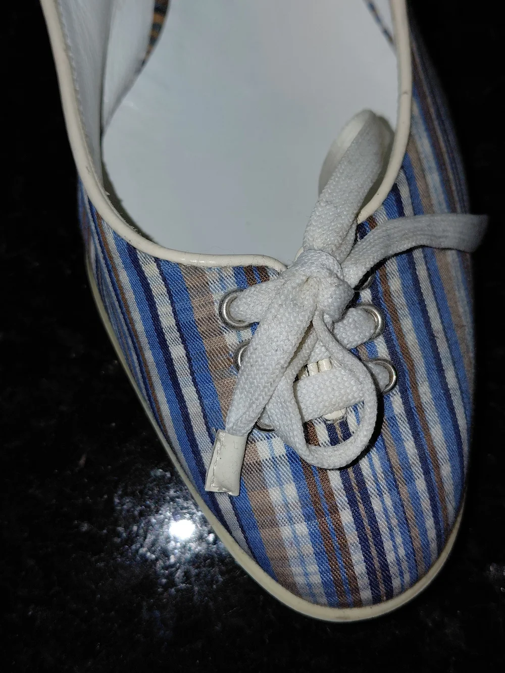 Casadei Blue Striped Ballet Flats with Bow